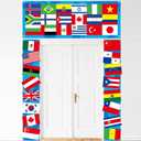 International World Flags Porch Banner Country Flags Decorations Welcome International Hanging Door Banners Around the Worlds Background Banner for Globe Travel School Club Sport Event Decor Supplies