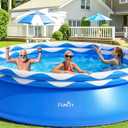 Inflatable Tanning Pool Lounger Float with Sprinkler, 77" x 48" Pool Floats Adult with Pillow, 6 in 1 Suntan Tub Raft Floatie with Drink Holder Sunbathing Water Lounge (Blue)