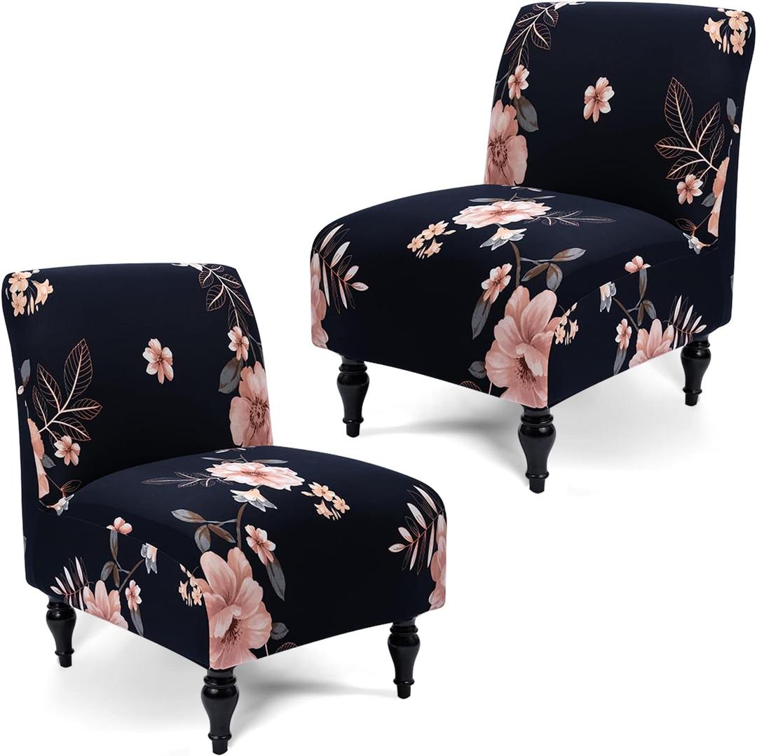 Liykimt Armless Accent Chair Cover Slipcover,Slipper Chair Cover Super Fit Stretch Spandex Removable Washable for Armless Chair Furniture Protector Covers for Living Dining Room Hotel(Dark Navy,2) Liykimt Armless Accent Chair Cover Slipcover,Slipper Chair Cover Super Fit Stretch Spandex Removable Washable for Armless Chair Furniture Protector Covers for Living Dining Room Hotel(Dark Navy,2)