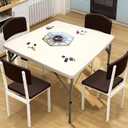 34" Fold in Half Square Folding Table, Plastic Square Card Table, Game for Puzzles Crafting Fold in Half Camping Table Utility use for Indoor Outdoor Picnic Party