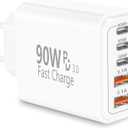 European Travel Plug Adapter USB C, 90W 5Port Europe Charger USB C Charger