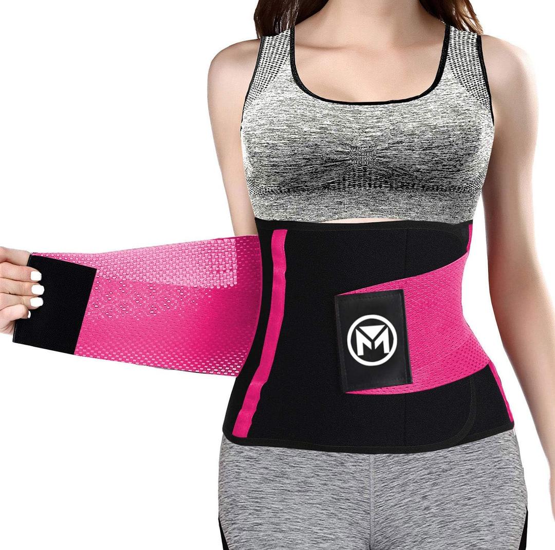 Moolida Waist Trainer Belt for Women or Men Waist Trimmer Workout Fitness Back Support Belts (X-Large, Hotpink)