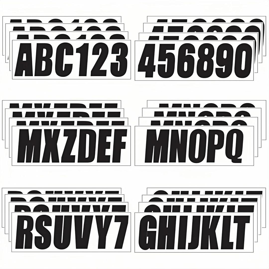 3" Boat Registration Numbers and Letters Sticker A-Z Letters & 0-9 Numbers Custom Personalized DIY for Boats & Personal Watercraft Pack of 4 Sets Black