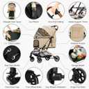 Medium Dog Stroller, Kenyone Pet Stroller for Medium Dogs Up to 55lbs, Lightweight Aluminum Frame, One Click Folding, Large Cat Stroller with No Zip Entry, Detachable Mesh, Multiple Pockets
