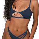ZAFUL Women's Sexy Cutout Bikini Thong Bikini Set Tie Back Two Piece Swimsuit Bathing Suit. Size L