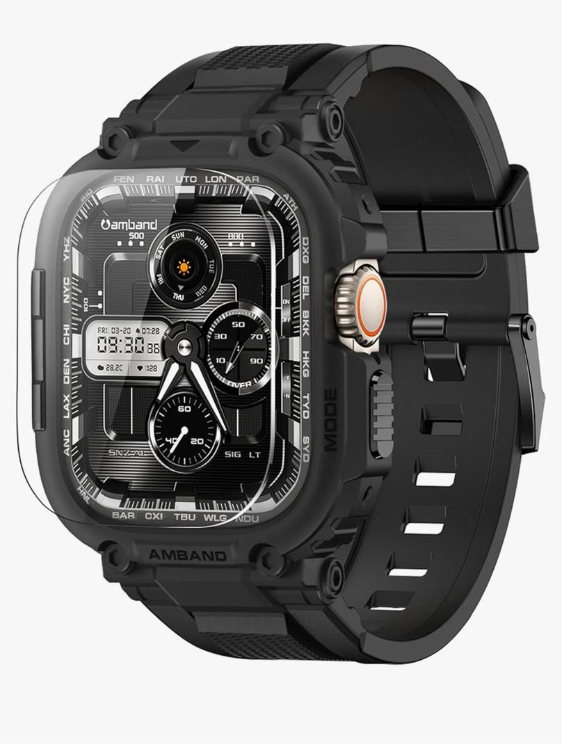 amBand M1 Sport Case Band for Apple Watch Ultra 3/2/1 & SE 3/2/1 & Series 11 10 9 8 7 6 5 4 3 49mm 46mm 45mm 44mm 42mm 41mm 40mm 38mm, Shockproof & Scratch Resistant Rugged Bumper for Men