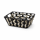 Black and White Woven Storage Basket – 7 x 11 Inch Decorative Organizer for Shelves, Bathroom, Bedroom & Living Room