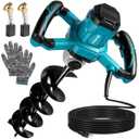1500W Electric Post Hole Digger, Electric Post Hole,Heavy Duty Earth Auger with 6" Auger Drill Bit & 32.8FT Power Cord, Power Hole Digger Electric for Fence, Drilling, and Tree Planting.