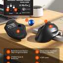 Ergonomic Wireless Trackball Mouse, 3 Device Connection (Bluetooth or 2.4G USB Receiver) Bluetooth Quiet Computer Mouse, 2*AAA Battery Thumb Laptop Mice with 5 Level DPI for PC/Laptop/Mac/Windows Blue
