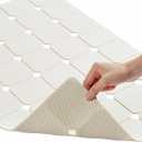 Bathtub Mat Non Slip Silicone Soft Odorless Bath Mat No Suction Cups for Refinished,Reglazed and Textured Surface Tub Shower Mats Non-Slip 18 X 28 Inch Beige