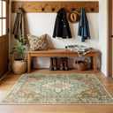 RELEANY Area Rugs 3'x5' Washable Non-Slip, Floral Vintage Distress Print Pattern Medallion Carpet for Living Room Bedroom Dining Room, Brick Red Rust Neutral Brown Burnt Orange Green