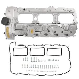 Engine Valve Cover with Gasket Bolts Kit & Oil Cap Replacement for BMW 335i 535i 2010-2017, 740i 740Li 2013-2015, X3 X5 X6 2011-2019 3.0L 11127570292, 11 12 7 570 292, 264-937 Upgraded Aluminum N55