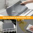 Songrey 24" x 18" Silicone Dish Drying Mat, Kitchen Counter Drying Pad for Sink Dishes or Under Rack, Multi-Use as Heat Resistant Trivet, Coffee Bar Mat