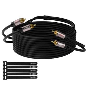 RCA Cable 100 FT, 2RCA Male to 2RCA Male Stereo Audio Cables, Dual Shielded Digital Analogue, 2 RCA Subwoofer Cord for Home Theater, HDTV, Amplifier, Hi-Fi System, Car Audio, Speaker, 23AWG OFC Core