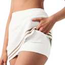 Panadila Womens 2 Piece Skirt Set Workout Outfits Tennis Skorts with Built-in Shorts and Sports Bra Gym Yoga (White, XS)