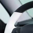 MEWANT Hand Stitched White Leather Tesla Model 3 Steering Wheel Cover for Tesla Model 3 2017-2023 / Model Y 2020-2023 for Tesla Model 3/Y Accessories