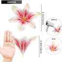 SNAIL GARDEN 24PCS 5.5" Large Fake Lilies Flower Heads with Realistic Stamens,24PCS Pink Artificial Flower Heads, Bulk Silk Flowers for Crafts, Cake Decorating, Wedding Party Wreath, Home Decor