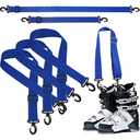 Skylety 4 Pieces Ski Boot Carrier Straps Adjustable Snowboard Strap Shoulder Sling Leash Ice Skates Shoulder Carrier Winter Gear Leash Sport Snowboard Accessories(Blue)