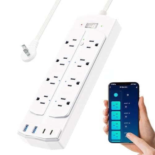 2 Prong Smart Power Strip, 1200J Surge Protector, Yozisital 2 Prong to 3 Prong Outlet Adapter, 5FT Flat Plug Extension Cord with 8 Outlets 4 USB Ports for Home Office
