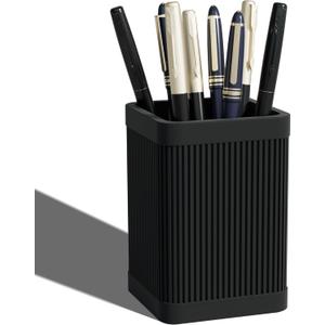 HighHerz Aesthetic Pen Holder For Desk, Modern Silicone Pencil Holder, Stylish Office Desk Decor, Made of 5 mm Thickened Premium Silicone, Office Desk Organizer And Accessories (Black) | For Desk, Modern