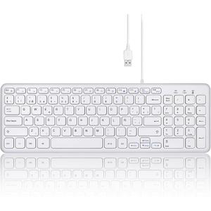 Perixx PERIBOARD-213W Silent USB Scissor Keyboard with Cable – Compact Design with Numeric Keypad – White – Spanish Qwert with Ñ