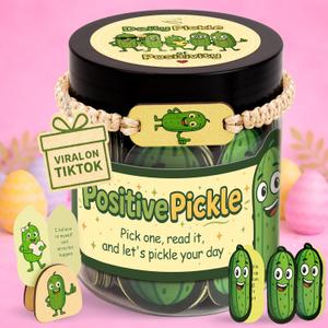 60 Positive Pickle Affirmation Cards Jar - Easter Basket Stuffers For Teen Girls Trendy Stuff, Easter Gifts For Women Men, Cute Inspirational Gifts For Friends, Daughter, Sister, Adults