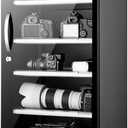 FORSPARK 125L Dual-Core Camera Dehumidifier Dry Cabinet, Quiet Humidity Control Storage with Lock & 4 Adjustable Shelves for DSLR, Lenses, Drones, Studios, Collectibles - 15W Energy Efficient, Black