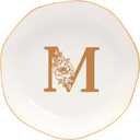 Ceramic Jewelry Tray Initial Ring Dish Personalized M-Monogrammed Engagement Wedding Gifts,Decorative Jewelry Holder for Friends,Sister,Birthday Mother's Day Christmas for Women,Ceramic White