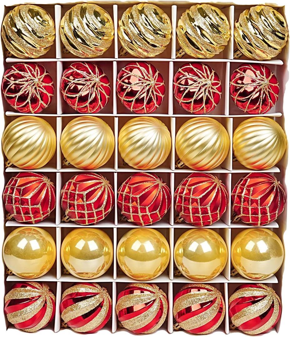 Christmas Ornaments Set of 30 Christmas Tree Decoration Ornament Balls Decor Baubles for Xmas Trees Decor Holiday Party Wedding Decoration