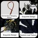 Halloween Decorations Black Spider with Maple Leaf Halloween Picks Garland for Home Party Mantle Indoor Outdoor Backdrop Wall Decor 70.87 Inch