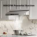 Range Hood 30inch Under Cabinet, 900CFM Stainless Steel Kitchen Vent Hood with Gesture/Touch Control and Permanent Stainless Steel Filters, Ducted Vent, Top and Rear Vents
