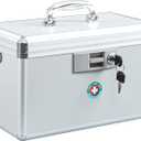 KYODOLED Large Medication Lock Box, Locking Medicine Safe with Key, Ideal for Secure First Aid and Drug Storage, White, 13.9'' x 7.8'' x 8.6'', Theft-Resistant Design