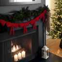 Christmas Decorations - 6 Ft Red Velvet Bow Garland - Xmas Decor for Mantel Fireplace Shelf Cabinet Stand Door Window Frame Bedroom Living Room Home Entryway Indoor Holiday Decoration