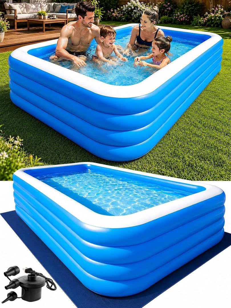 Inflatable Pool for Adults with Pump 120" X 68" X 27"
4-Layer Full-Sized Swimming Pool Heightened Blow up Pool for Backyard Garden Summer Water Party Outdoors