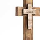 OKSQW Wall Wooden Christians Cross Spiritual Religious Cross Gifts With Hook on Hanging Wall Or Table With Blessed For Church Home Room Decoration For Christmas