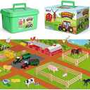 Farm Toy Set and Kids Activity Play Mat with Tractors, Animals, and Large Playmat Farm, Interactive Early Learning Toys for Toddler Boys and Girls - Great Gift for Birthday and Christmas