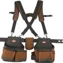 Bucket Boss - AirLift Tool Belt with Suspenders, Tool Belts - Original Series (50100) with 12 pockets, Brown , 52 Inch