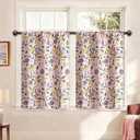 FRAMICS Floral Blackout Kitchen Curtains 36 Inch Length Birds Pink Bathroom Curtains Rod Pocket Lemon Short Curtain for Windows Cafe Basement Living Room Cabinet, 2 Panels