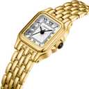CHEETAH Gold Watches for Women with Small Vintage Bracelet, Rectangular Case Roman Dial