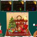 Hxezoc 3D Fireplace Music Christmas Card with Lights, Wish You A Merry Christmas Music Play Xmas Gift Cards for Family Members Friends Classmates Members Gifts Supplies
