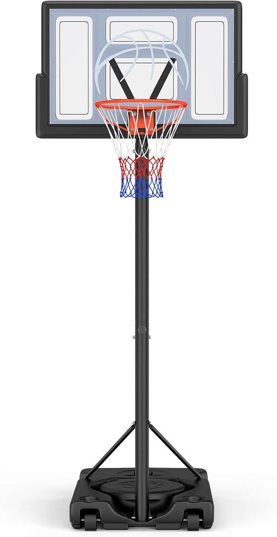 Basketball Hoop Outdoor 10ft Adjustable, Portable Basketball Hoop Goal System for Kids Youth and Adults in Backyard/Driveway/Indoor, 44 Inch Shatterproof Backboard and Larger Base