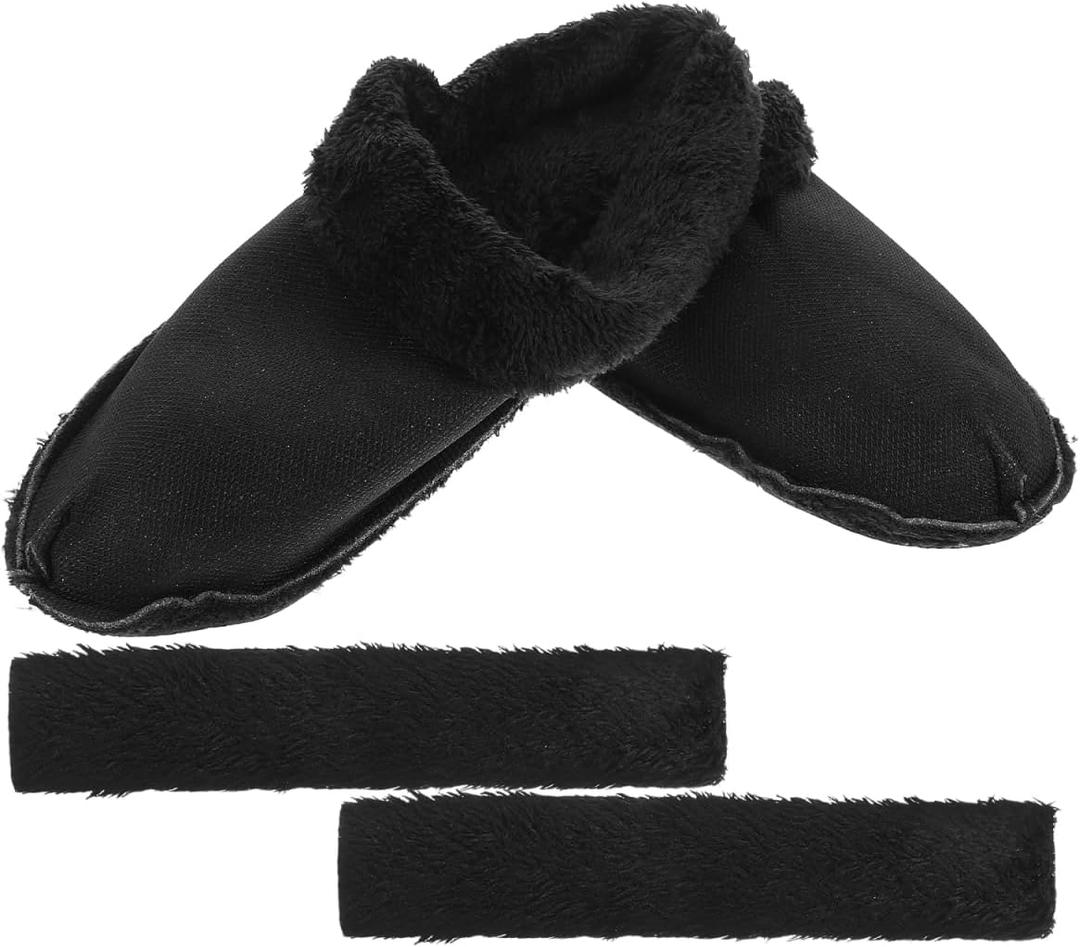 LIFKOME Fuzzy Shoe Insoles Black Fur Liner Inserts for Clogs Replacement Removable Plush Fluffy Lining Warm Insoles Winter Sandals Lining for Women Men Size 7-7.5