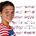 5 x 12PCS 250th Anniversary Usa Patriotic Red White and Blue Glitter Freckles Face Tattoo Makeup Patches-4th of July Outfits USA Independence Day Stars Freckles Arm Tattoos For Woman Kid.