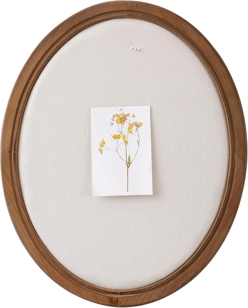 SOFE Oval Framed Linen Bulletin Board, Unique Fabric Pin Boards for Walls, 21 x 17 Inches Hanging Vision Board, Message Display Notice Memory Board for Office Home and School with Pins (Smaller Oval/Brown)