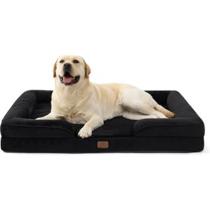 Bedsure Jumbo Orthopedic Dog Bed for Extra Large Dogs - Washable XLarge Dog Cat Bed Waterproof, Comfort Dogs Couch Sofa with Washable Removable Cover, Pet Bed with Nonskid Bottom, Black, 45"