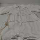 Women's Chic Puff Sleeve Oversized Mini Shirt Dress with Pockets (White), Small 
