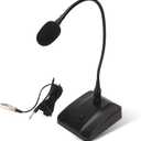 Cyrank Gooseneck Condenser Microphone, 6.35mm Wired Microphone with Mute Button Desktop Microphone Computer Mic Podium Microphones Desktop Paging Mic Corded Voice Mic for Meetings Lectures Recording