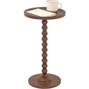 AWASEN Small Side Table, Round Drink Table for Small Spaces, Round Accent End Table Living Room, Nightstand for Bedroom, Corners, Office, Walnut Brown