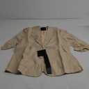 2025 Summer Linen Blazer Women Lightweight 3/4 Stretchy Ruched Sleeve Fully-Lined Casual Work Jacket with Pockets (Medium, 1-beige)