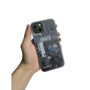 Yonds Queen Compatible with iPhone 14 Cute Case, Cool Cartoon Astronaut Space Planet Moon Design Stylish IMD Cover Bumper Shockproof Anti-Slip Protector Fashion Case (Grey, iPhone 14)